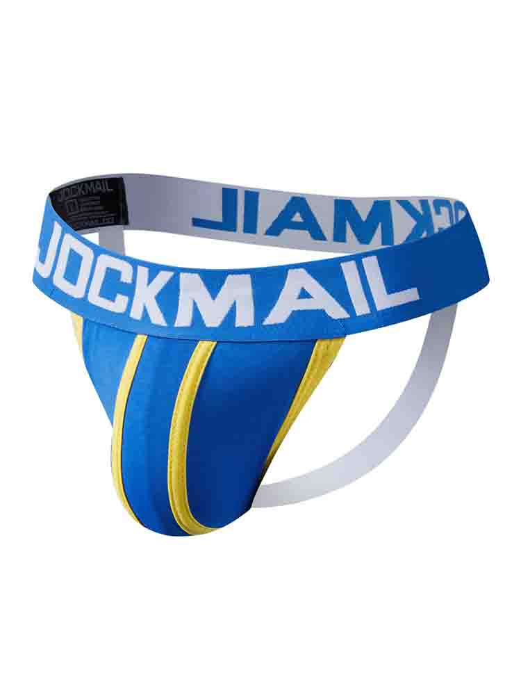 Men's Letter Print Striped Cotton Jockstrap