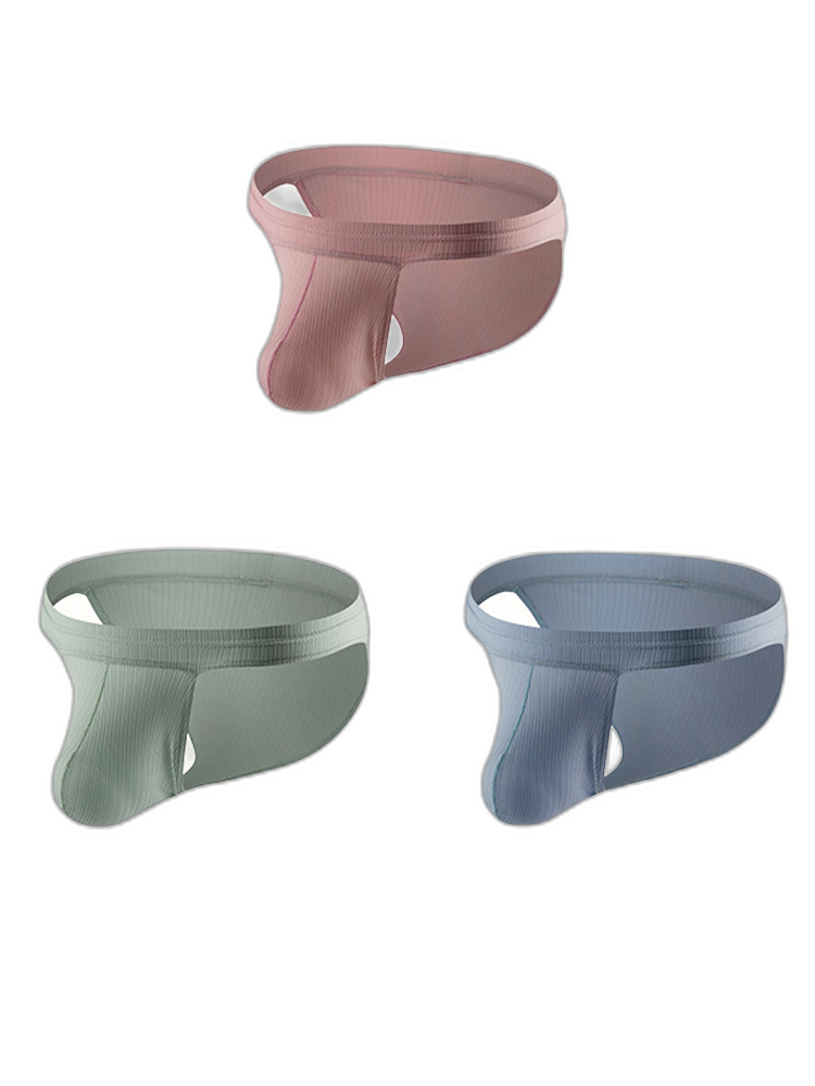 3 Pack Men's Threaded Fabric Briefs with U Convex Pouch