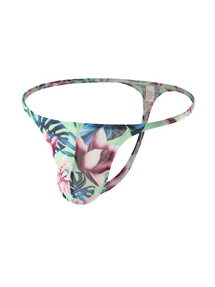 Men's Sexy Low-Rise Thin Straps Plant Pattern Thong