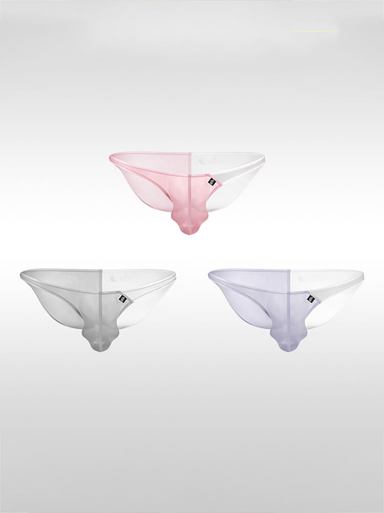 Men's Low-Rise Seamless  Sheer Ice Silk Thong
