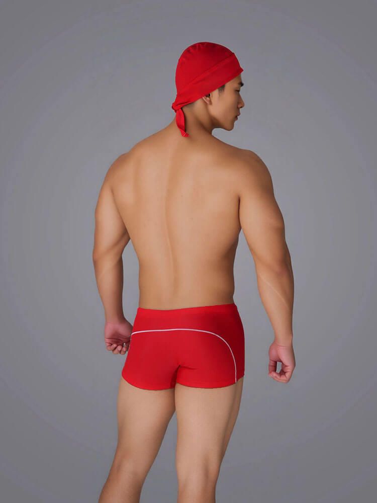 Men's Letter Print Quick-Dry Swim Trunks And Caps