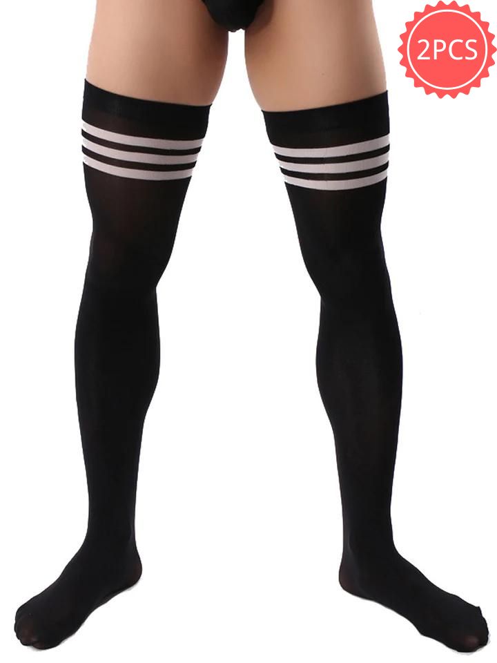2 PCS Men's Striped Stockings Set