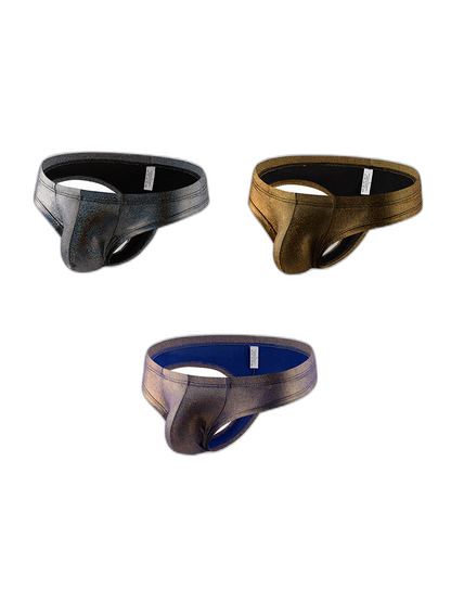 3 Pack Men's Sparkle Thongs in Solid Colors