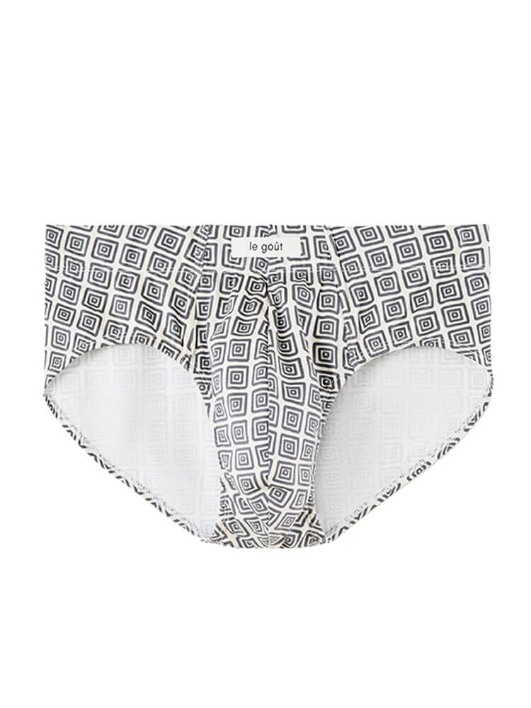 Men's Square-Print Soft And Breathable Cotton Briefs