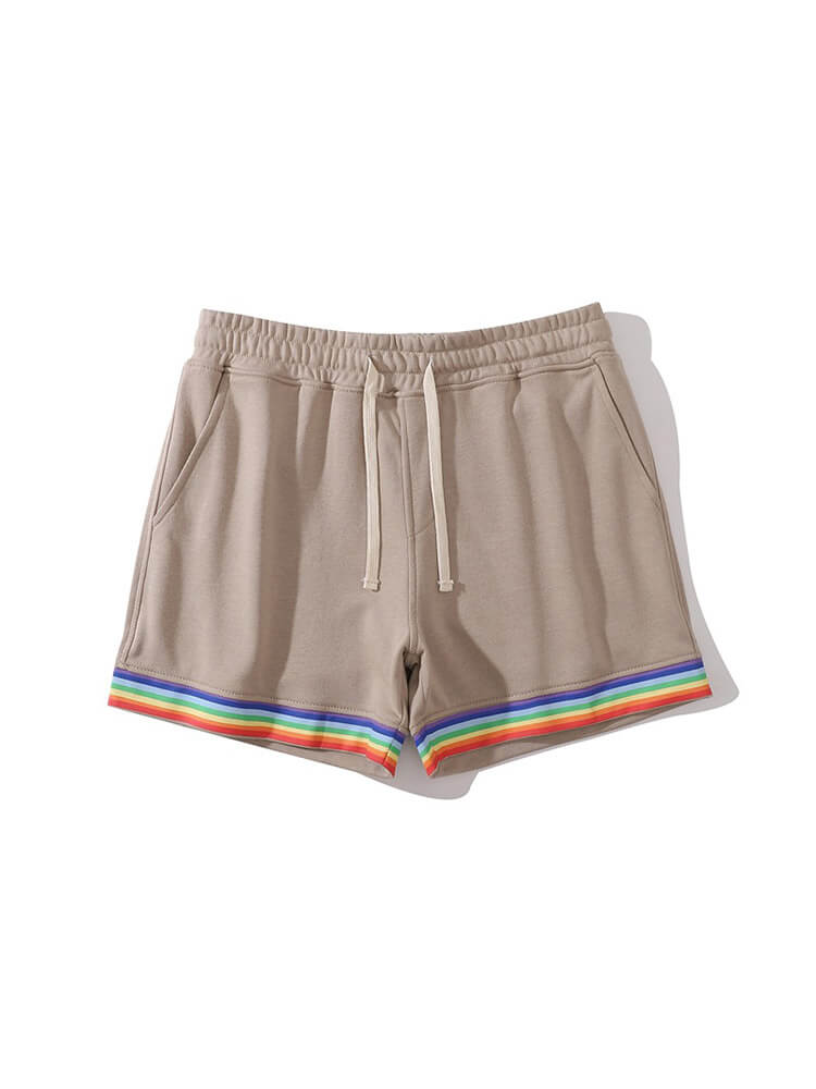 Men's Casual Solid Color Rainbow Hem Cotton Shorts