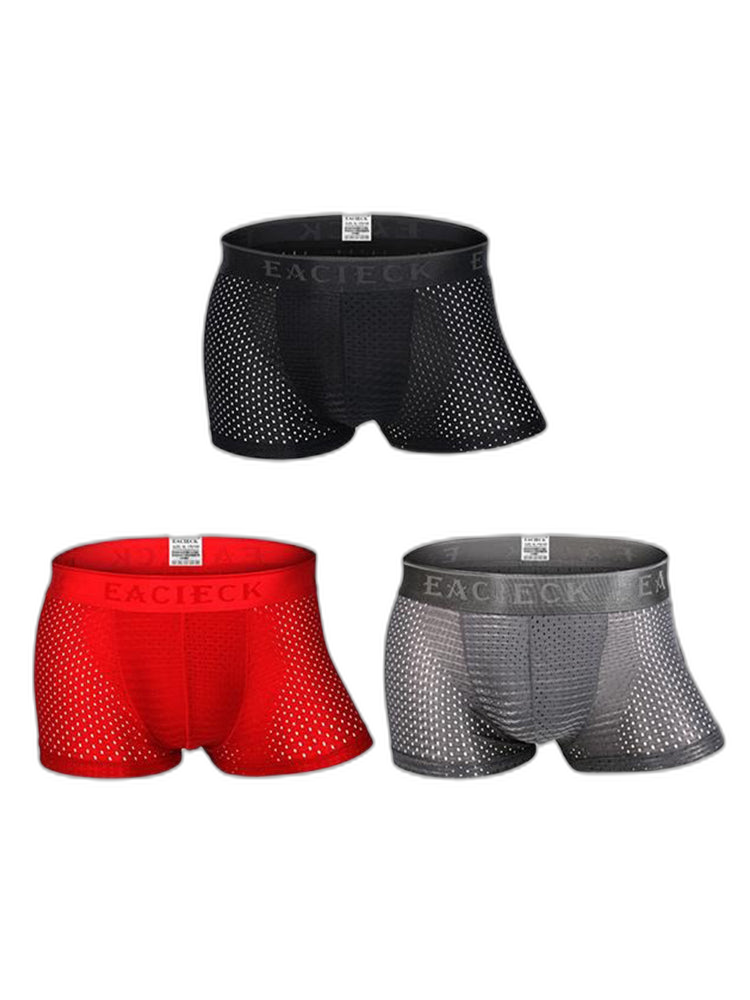 3Pcs Men's Mesh Thin Ice Silk Underwear