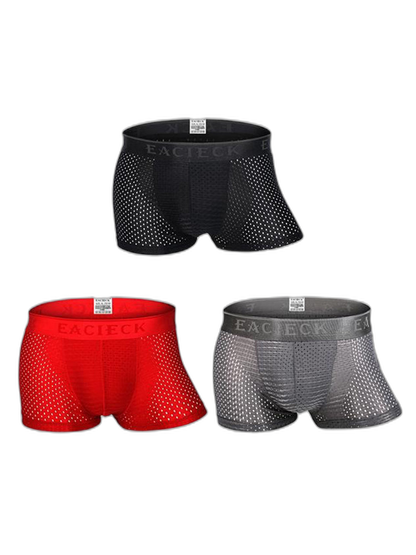 3Pcs Men's Mesh Thin Ice Silk Underwear