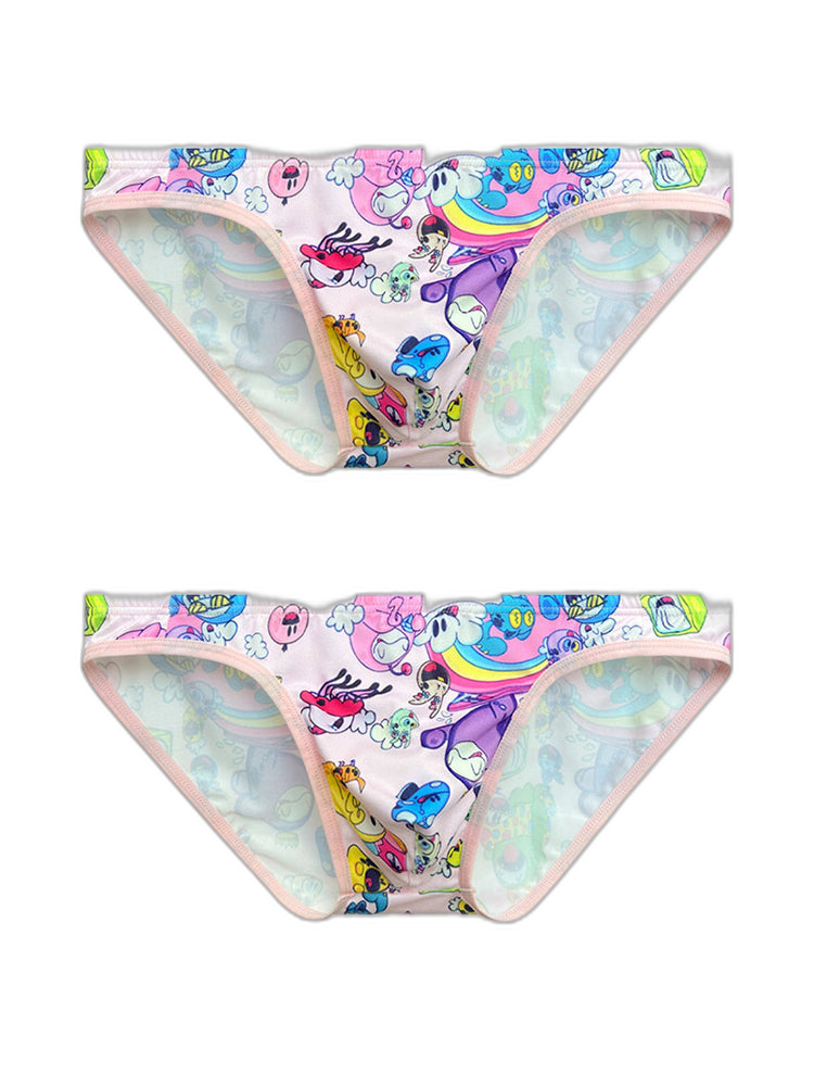 2-pack Men's Breathable Sports Cartoon Print Bikini