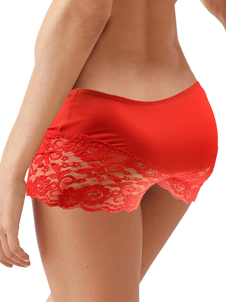 Men's Low Waisted Lace Spandex Boxer Trunks