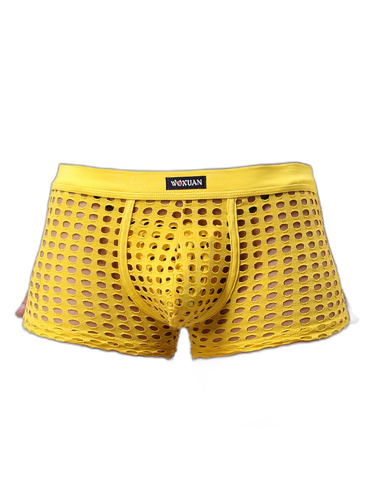 2 Pack Men's Hollow Mesh Sexy Trendy Moisture-Wicking Trunks