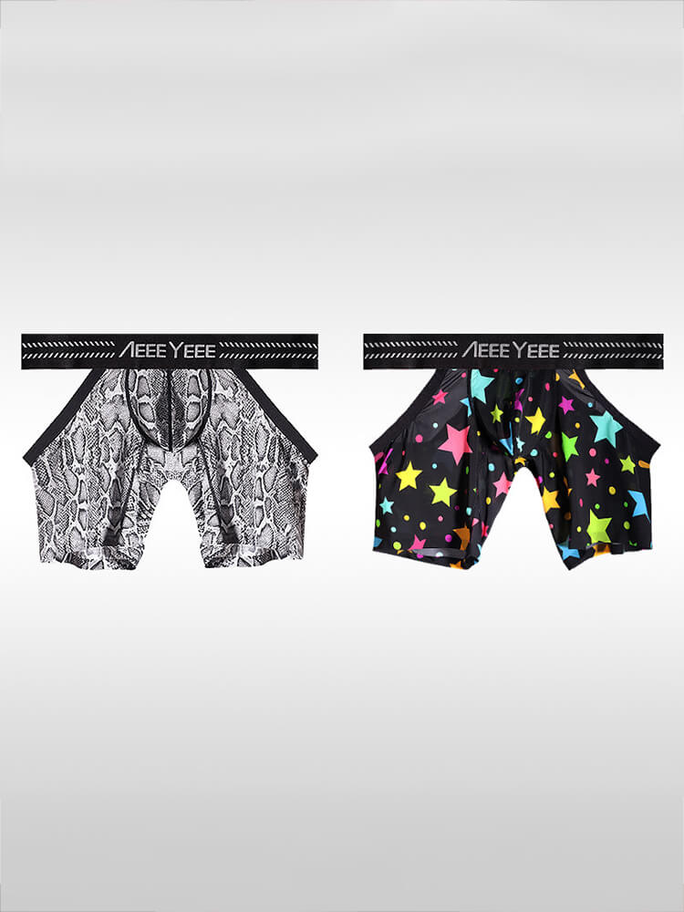 Men's Sexy Seamless Leopard Print Cutout Boxer Briefs