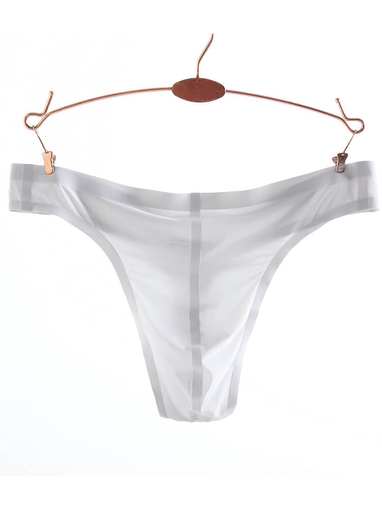 Men's Seamless Low-Rise Sheer Ice Silk Thong