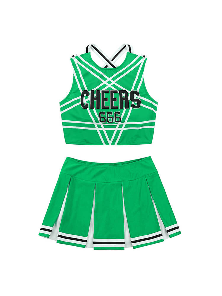 Letter Striped Cheerleading Performance Set - Blue