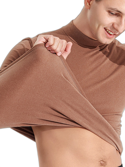 Mid-neck Men's Fleece Warm Bottoming Top T-shirt