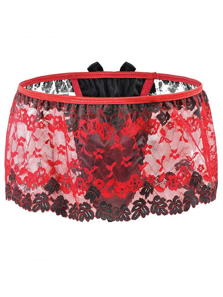 Men's High-Waisted Lace Semi-Transparent Trunks