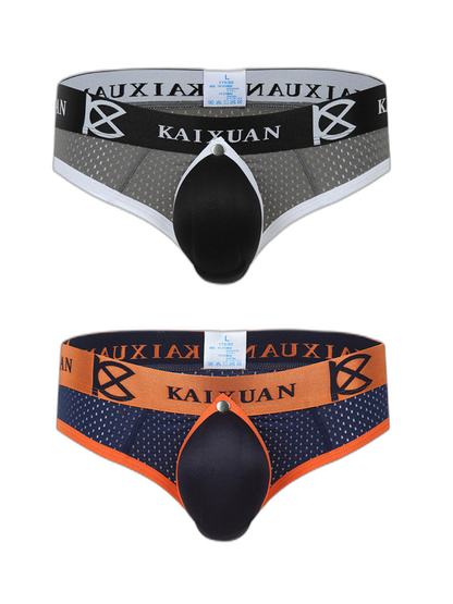 2 Pack Men's Breathable Mesh Removable U-Shaped Pocket Thongs