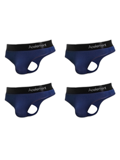 4 Pack Men's Low-Rise Stretchy U-Pouch Thongs