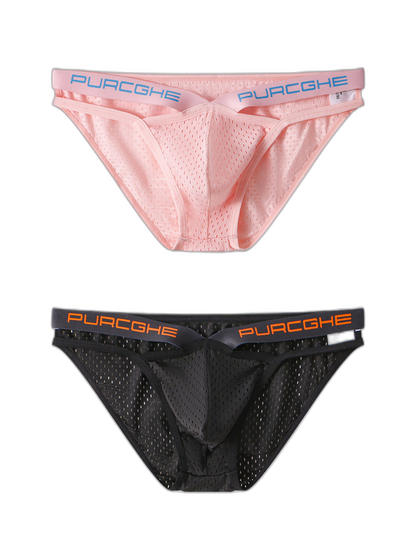 2 Pack Sexy Hollow Out Mesh Briefs for Men