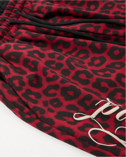 American High Street Style Leopard Print And Letter Print Capri Pants