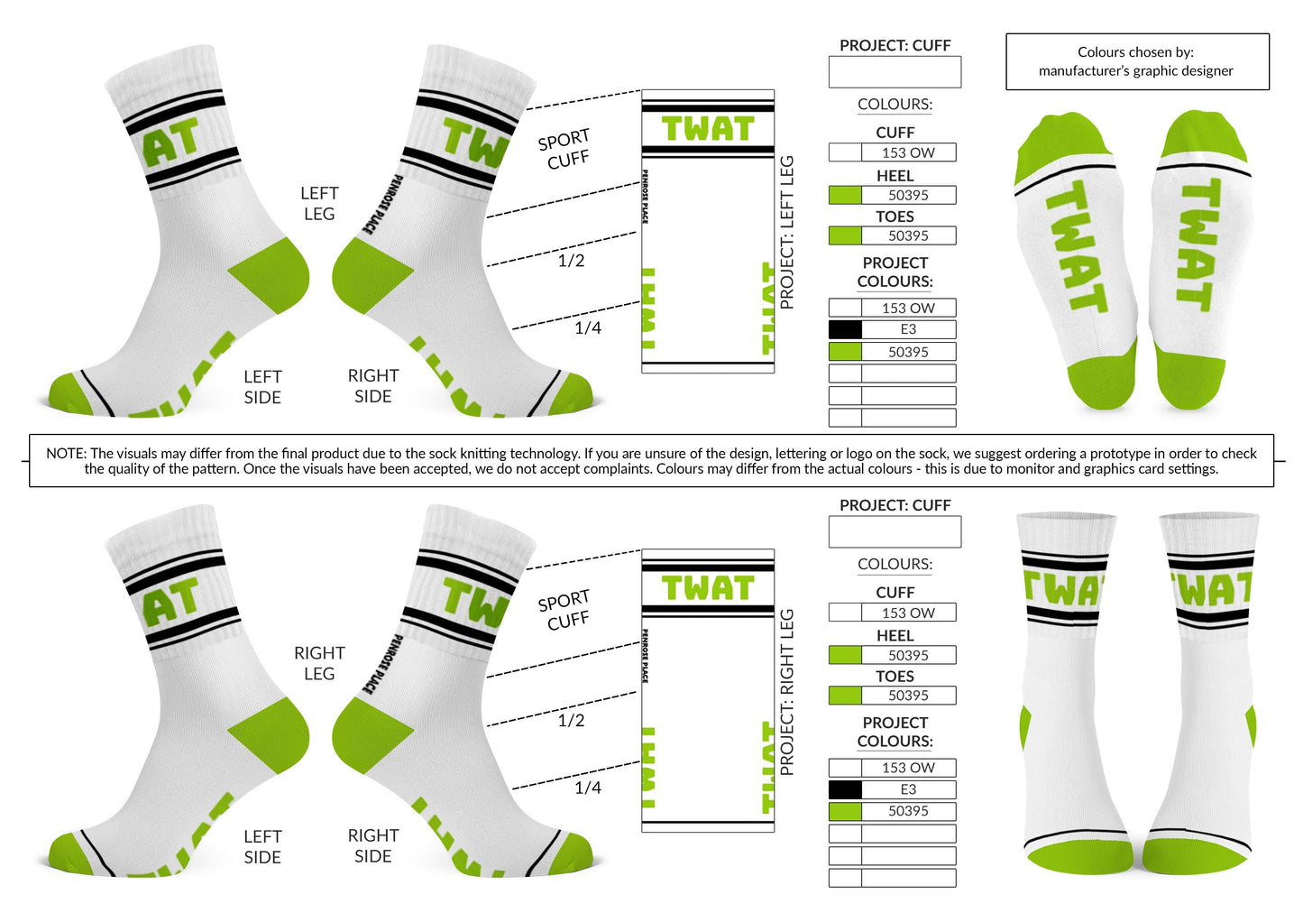 TWAT  | Cotton Crew Socks | Mid-length