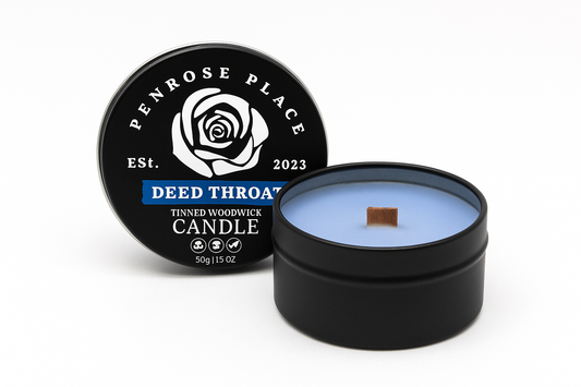 Deep Throat | Tinned Woodwick Candle (Blueberry & Sea Salt)