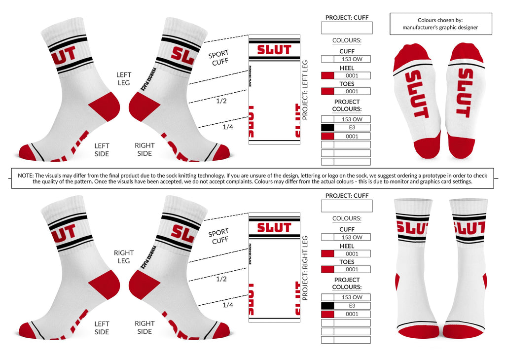 SLUT  | Cotton Crew Socks | Mid-length