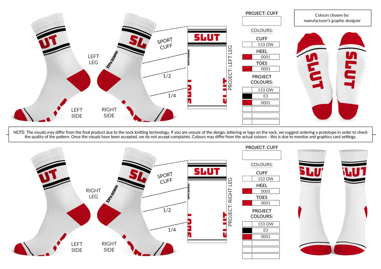SLUT  | Cotton Crew Socks | Mid-length