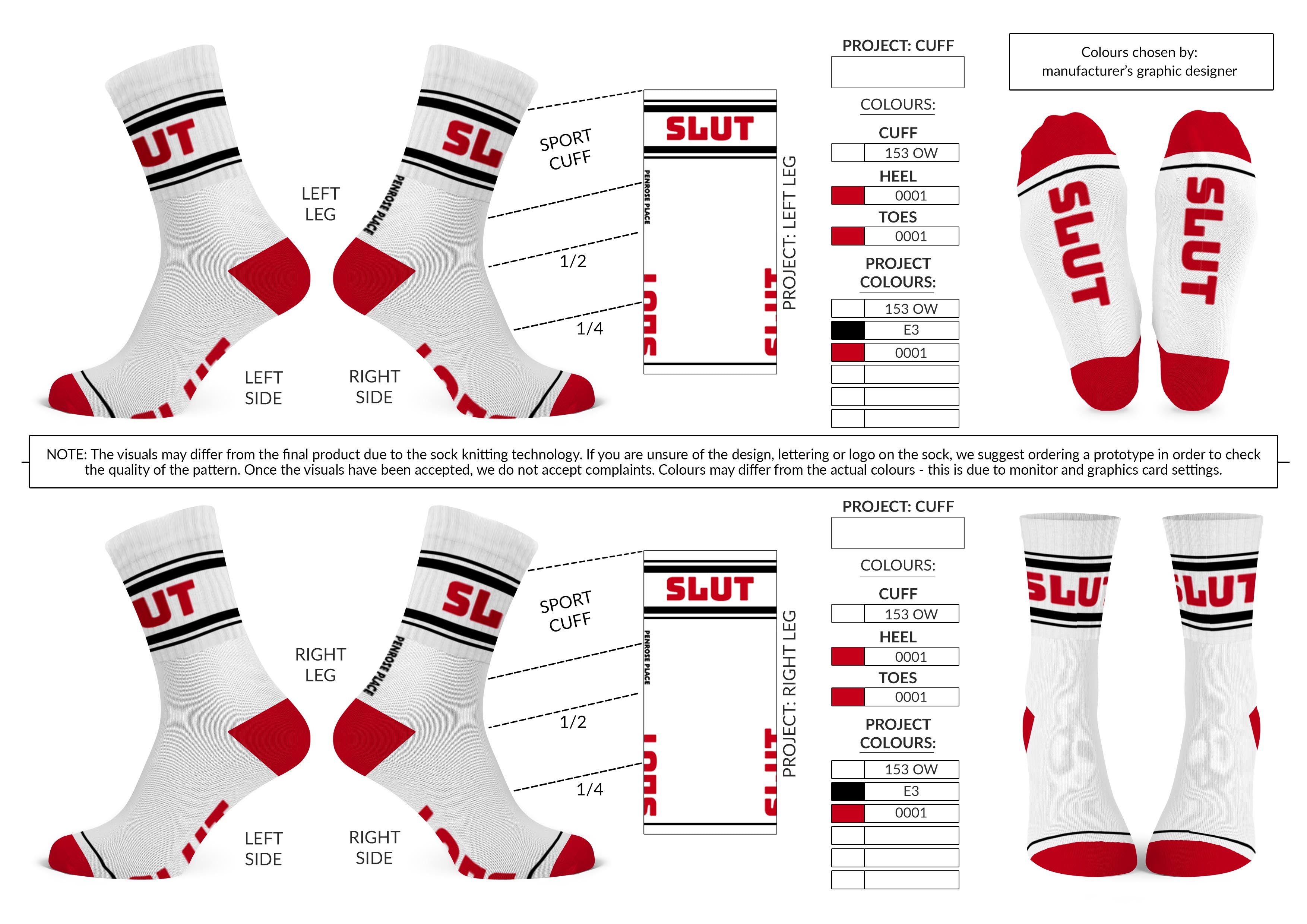 SLUT  | Cotton Crew Socks | Mid-length