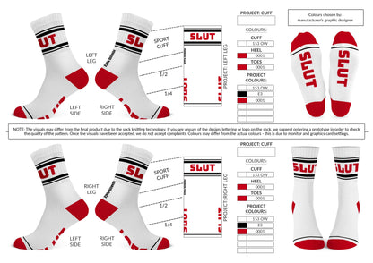 SLUT  | Cotton Crew Socks | Mid-length