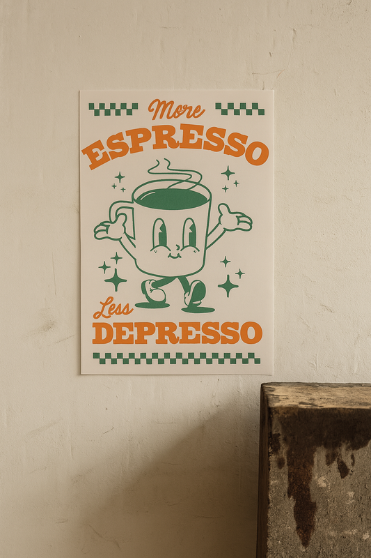 More Espresso, Less Depresso | Problematic Prints | Wall Print A5