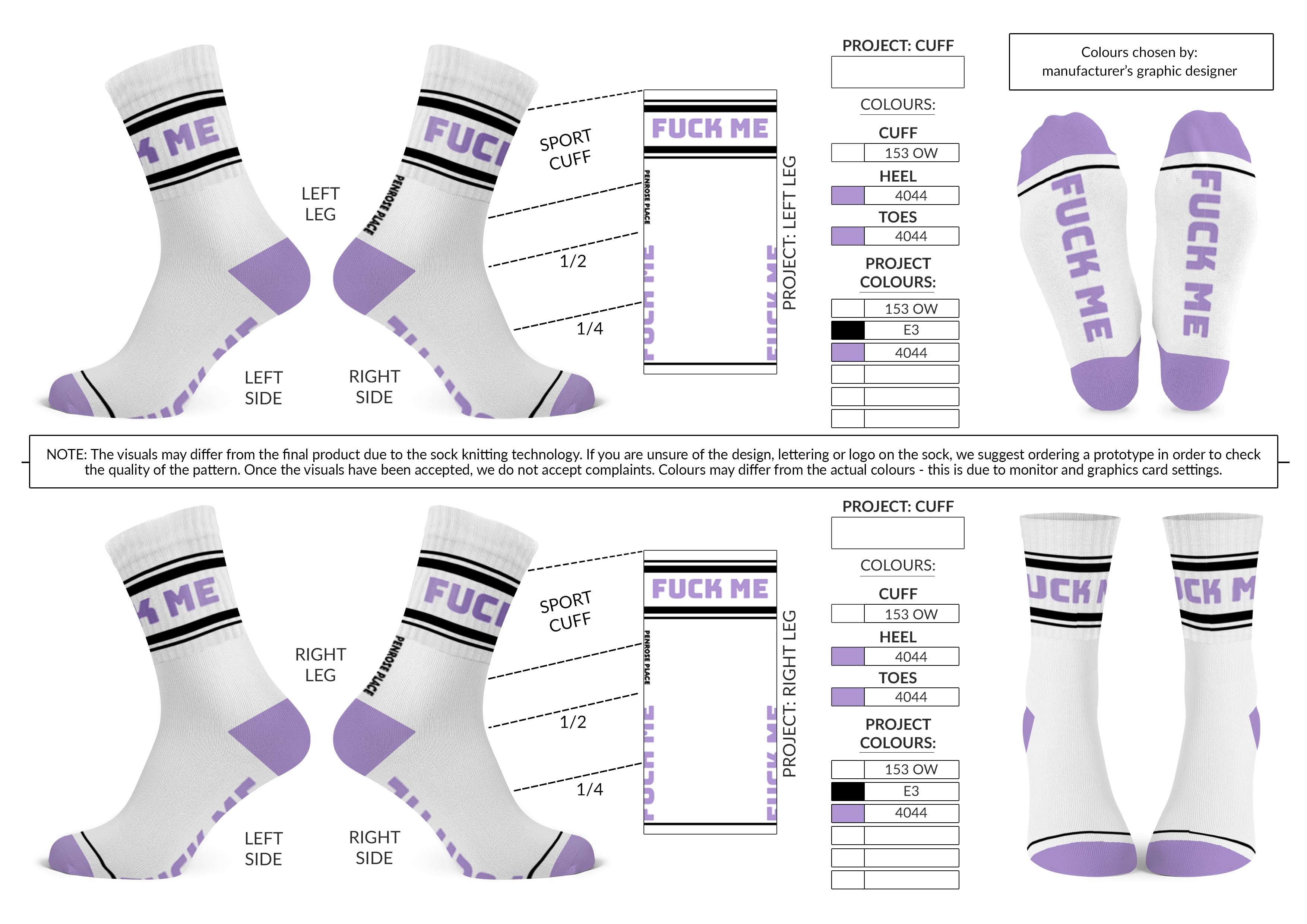 FUCK ME  | Cotton Crew Socks | Mid-length