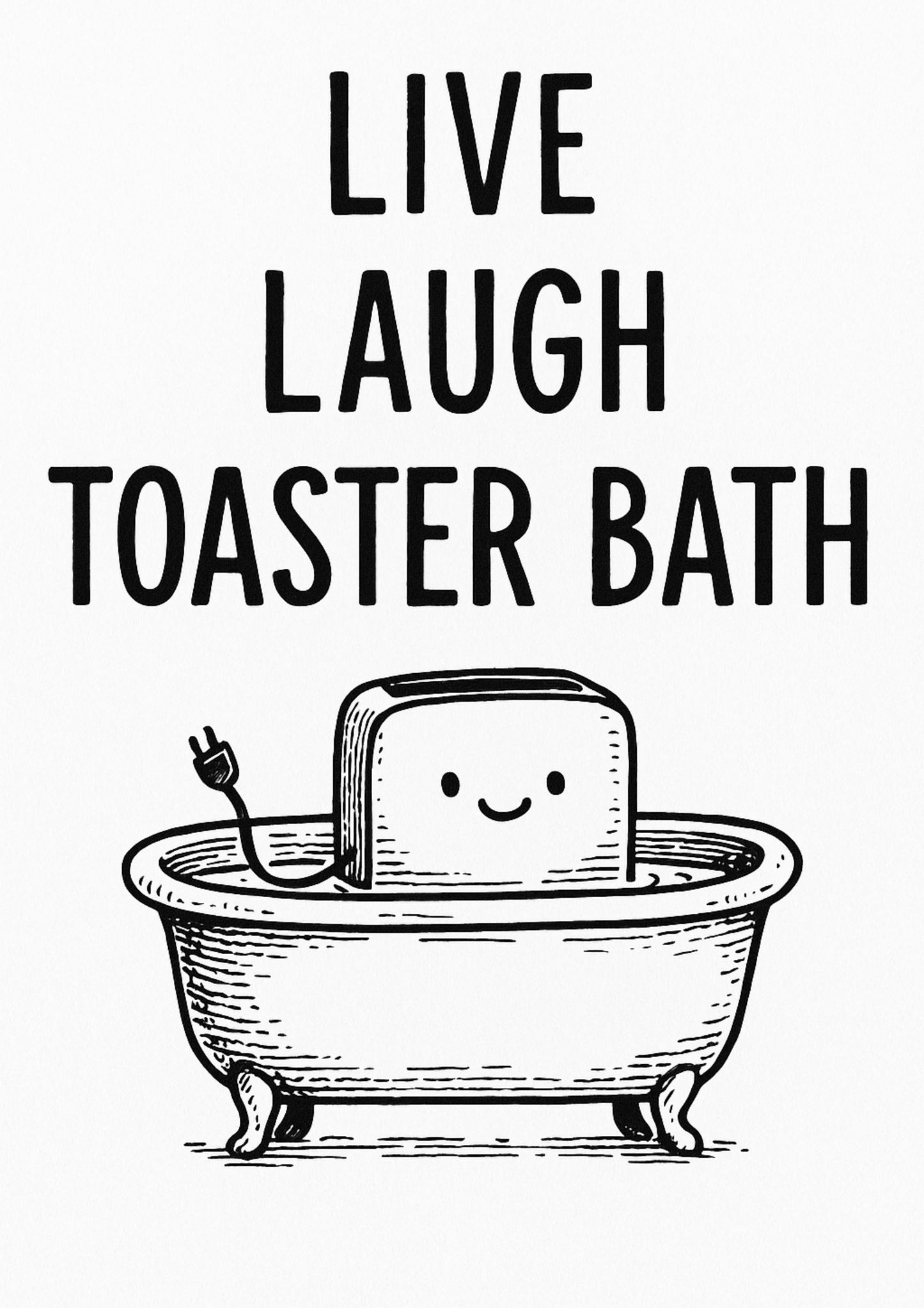 LIVE LAUGH TOASTER BATH  | Problematic Prints | Wall Print A5