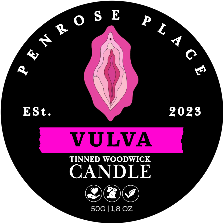 Vulva  | Tinned Woodwick Candle (Jasmine + Vanilla)