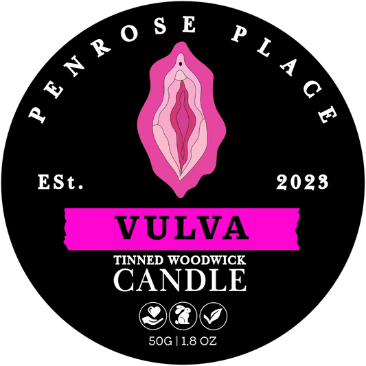 Vulva  | Tinned Woodwick Candle (Jasmine + Vanilla)