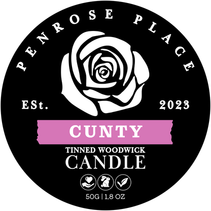 CUNTY | Tinned Woodwick Candle (White Jasmine)