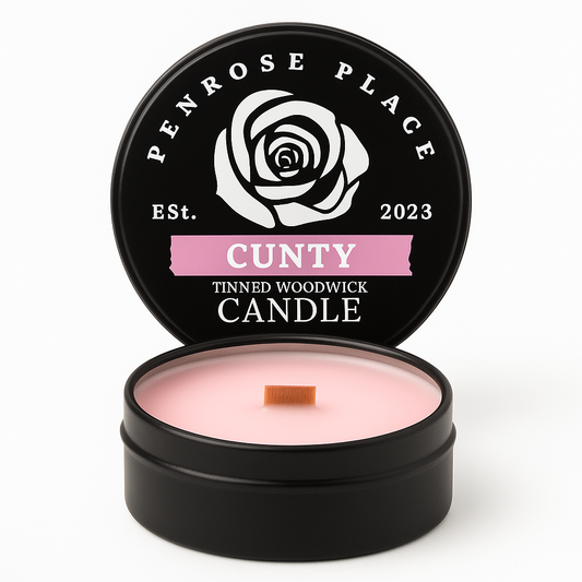 CUNTY | Tinned Woodwick Candle (White Jasmine)