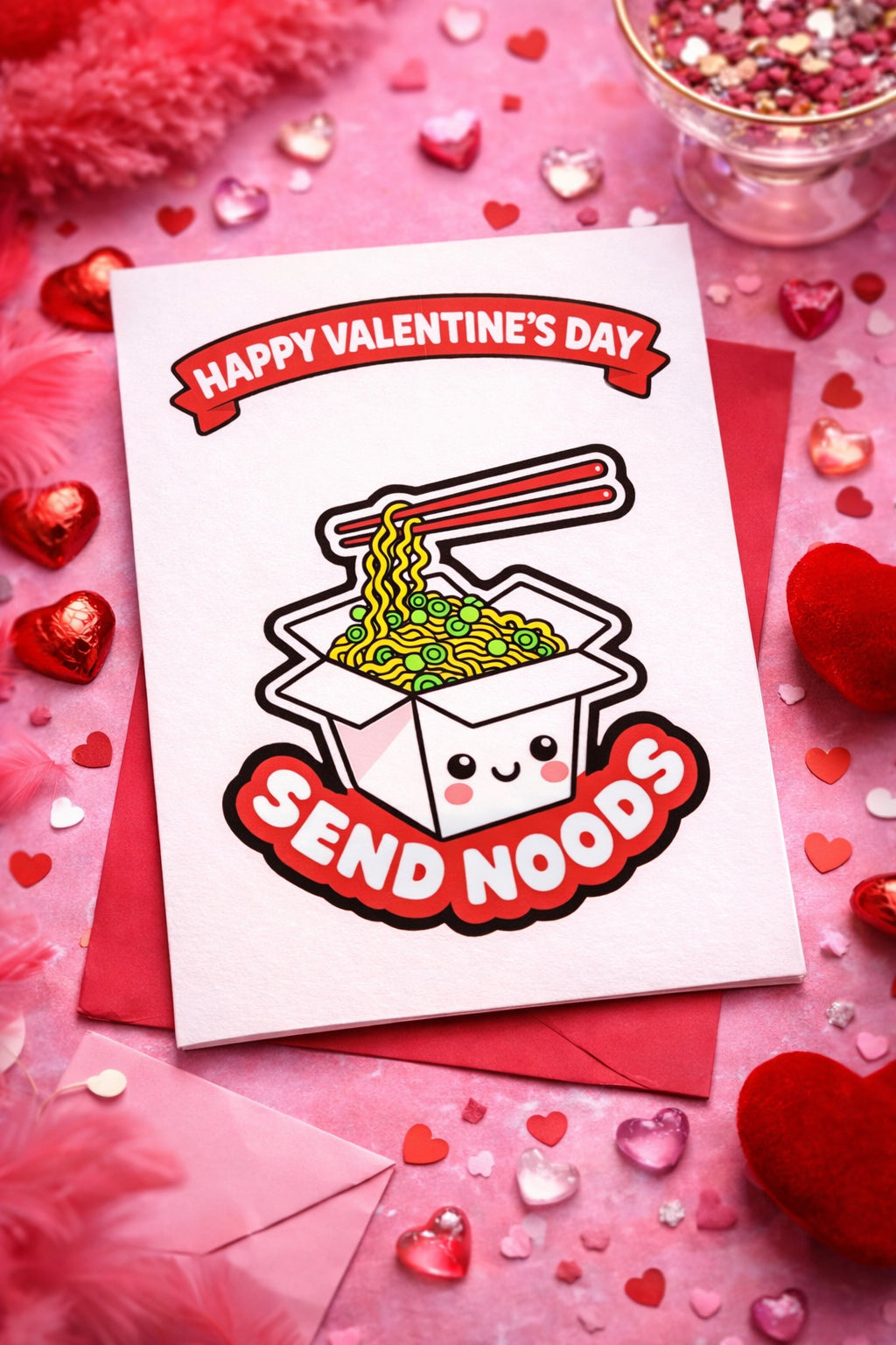 Happy Valentine’s Day send  noods | Valentine’s Day Card | A5