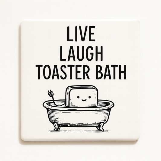 Live Laugh Toaster Bath | Mischievous Magnet | 5cm x 5cm