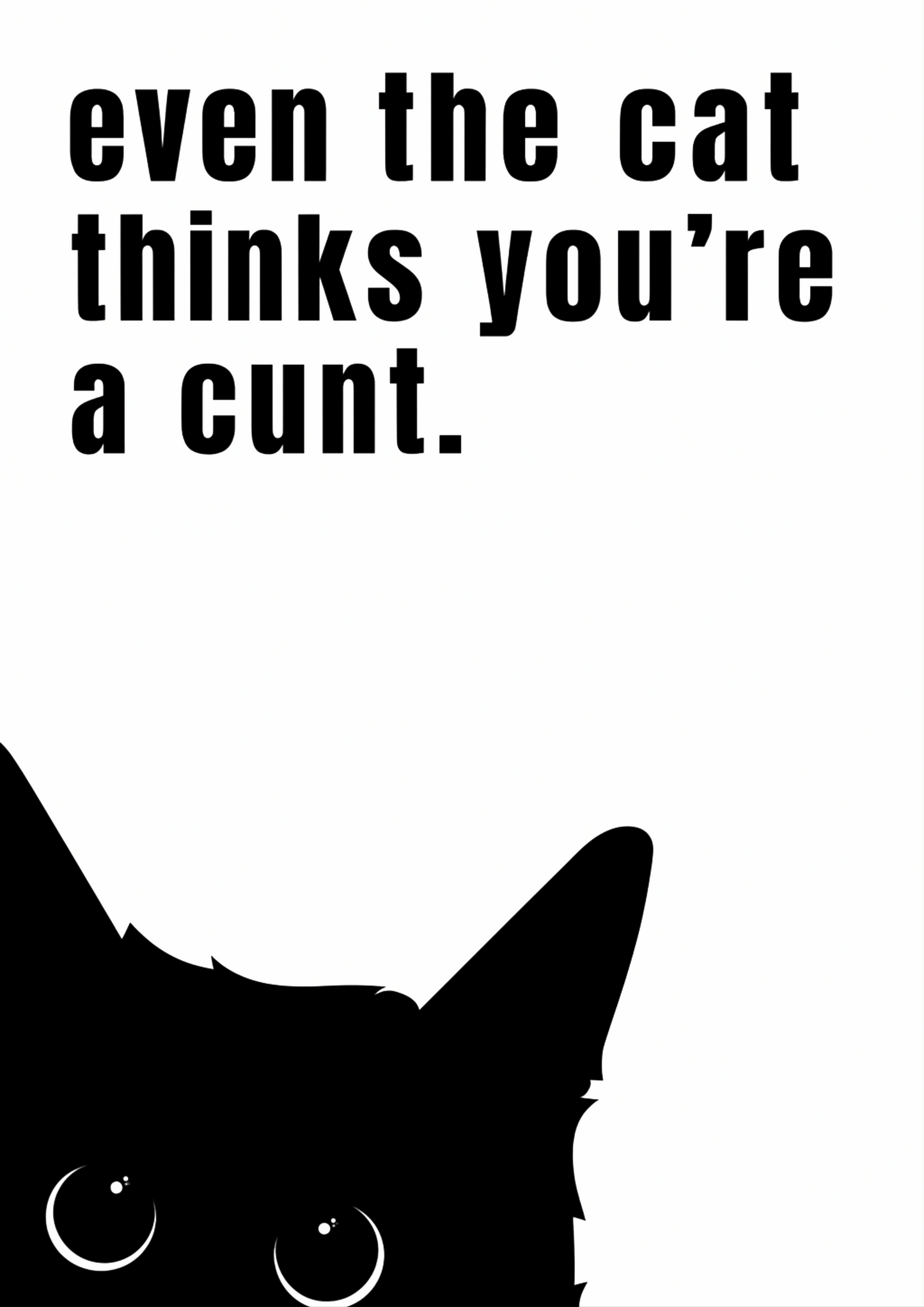 Even The Cat Thinks You Are A Cunt | Problematic Prints | Wall Print A5