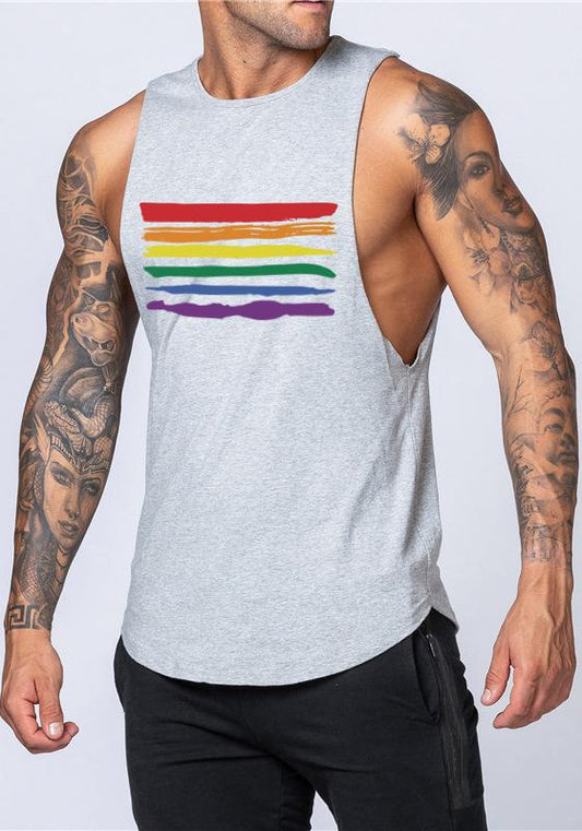 Rainbow Stripe Print Tank Top