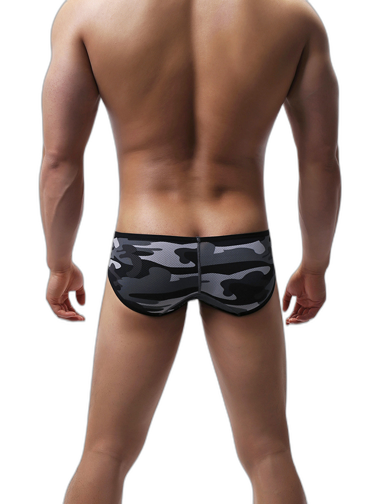 Men’s Sexy Camo Print Mesh Bikini