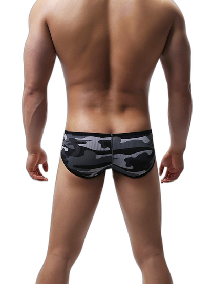 Men’s Sexy Camo Print Mesh Bikini