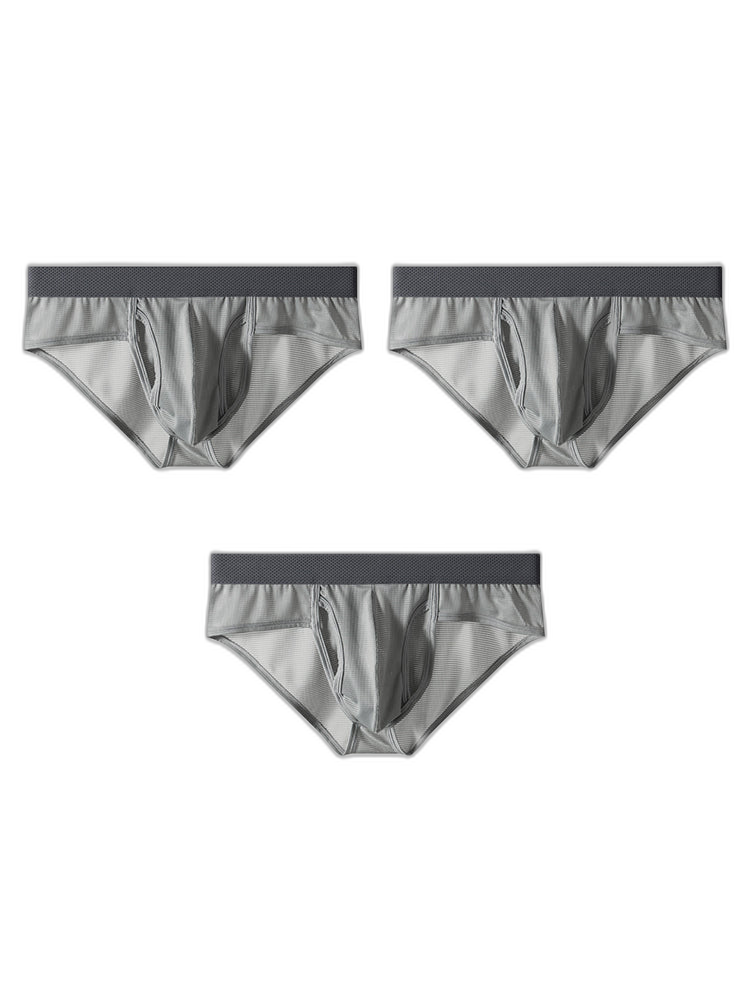 3 Pack Men's Ultra-Soft Breathable Mesh Ice Silk Briefs
