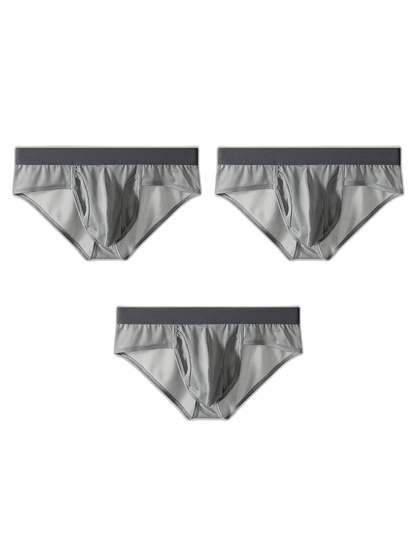 3 Pack Men's Ultra-Soft Breathable Mesh Ice Silk Briefs