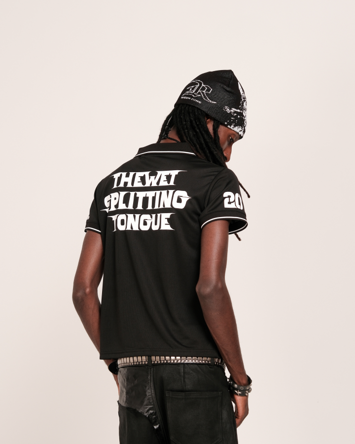 KIIKIO Casual Letter Print Collared Polo Shirt