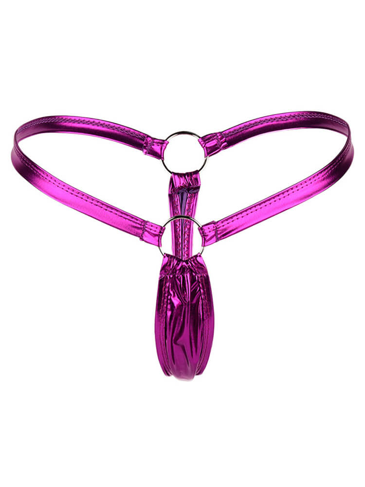 Men's Sexy Patent Leather Shiny Low Rise Thong