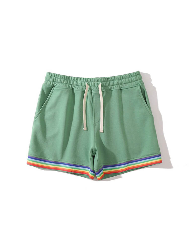 Men's Casual Solid Color Rainbow Hem Cotton Shorts