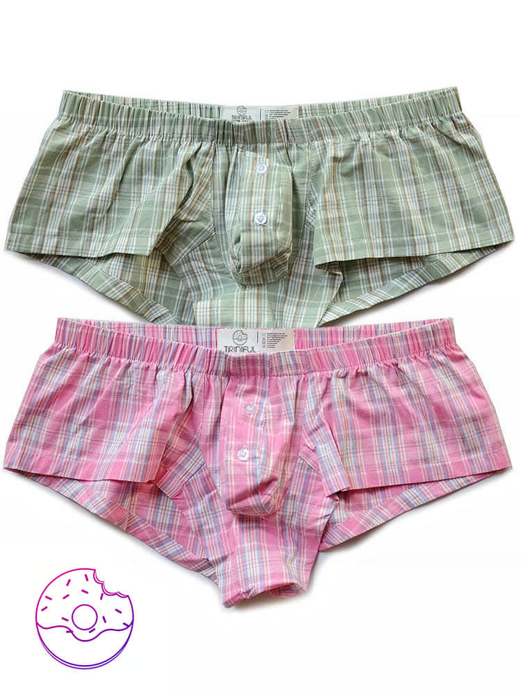 2 Pack Men's Low Rise Sexy Plaid Home Boxer Briefs