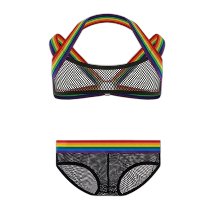 Gay Pride Mesh Harness + Underwear Outfit