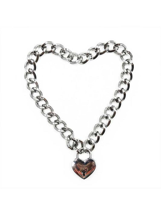 Heart-Shaped Lock Iron Chain Collar Necklace